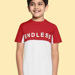 HRX by Hrithik Roshan Boys White & Red Typography Colourblocked Lifestyle T-shirt-picture-53