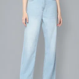 Flying Machine Women Wide Leg High-Rise Light Fade Cotton Jeans-image-86