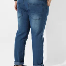 Instafab Plus Men Mid Rise Low Distress Whiskers & Chevrons Stretchable Jeans image 3
