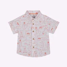Printed Shirt with Curved Hemline-image-22