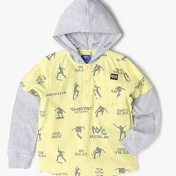 Boys Graphic Print Hooded Shirt-image-30