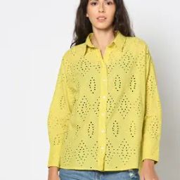 Women Regular Fit Shirt with Cutwork-image-10