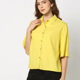 Women Regular Fit Shirt with Drop Shoulder Sleeves-image-84