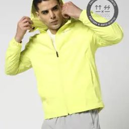 Men Logo Print Regular Fit Hooded Running Jacket-image-42
