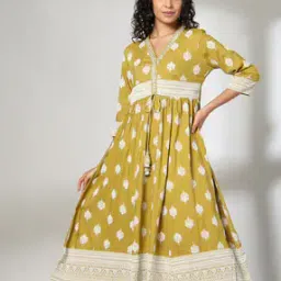Women Printed Flared Kurta-image-83