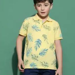 Boys Tropical Print Regular Fit Polo T-Shirt-image-61