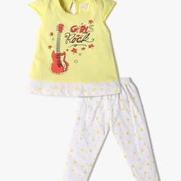 Girls Graphic Print Cotton T-Shirt & Pants Set-image-24