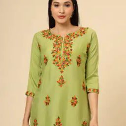 Women Embroidered Relaxed Fit Tunic-image-35
