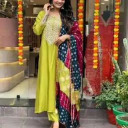 Women Embroidery A-line Kurta Set-image-0