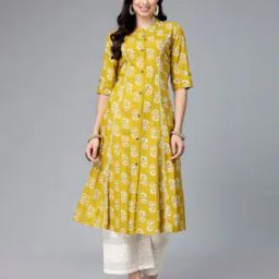 Floral Print A-Line Kurta with Buttoned Accent-picture-28