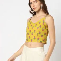 Women Floral Print Regular Fit Strappy Crop Top-picture-27