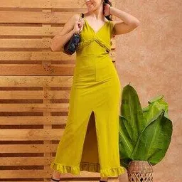Women Bodycon Dress with Ruffles Overlay-image-64