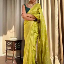 Women Floral Woven Banarasi Saree-image-74