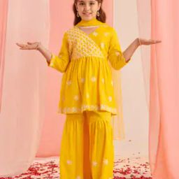 pspeaches Women Floral Print Angrakha Kurta Set-picture-4
