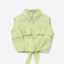 Printed Sleeveless Shirt with Tie-Up-image-17