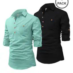 Pack of 2 Short Kurtas with Patch Pocket-picture-48