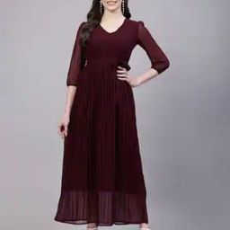 Women Fit & Flare Dress with Tie-Up Front-image-69