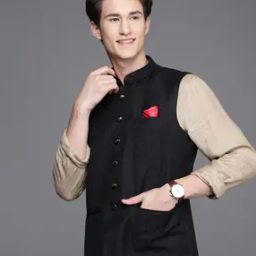 Paisley Print Nehru Jacket with Welt Pockets-image-27