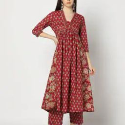 Women Floral Print Anarkali Kurta-image-27