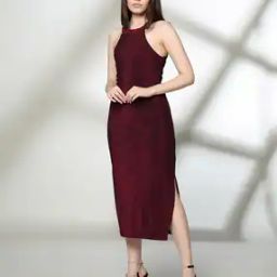 Women Sheath Dress with Criss-Cross Back-image-4