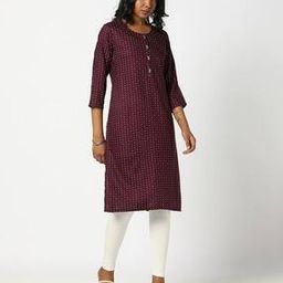 Women Micro Print Straight Kurta-image-11
