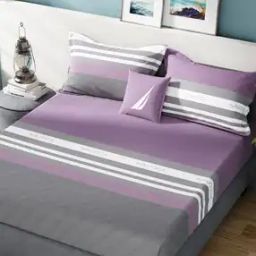 130 GSM Striped Cotton King-Size Bedsheet with Pillow Covers-image-98