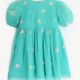 Embellished Round-Neck A-Line Dress-image-83
