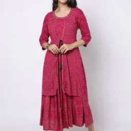 Bandhani Print Fit & Flare Dress-image-75