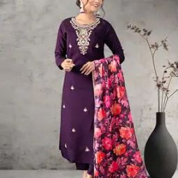 Women Embroidered Straight Kurta Set with Dupatta-image-18