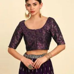 Women Floral Woven Front-Open Padded Blouse-picture-17