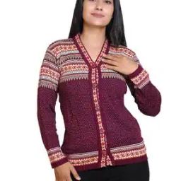 Women Geometric Woven Cardigan with Full Sleeves-image-58