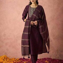 Women Floral Straight Kurta Pants Set with Dupatta-image-34