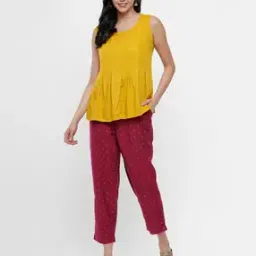 Micro Print Pants with Insert Pockets-picture-0