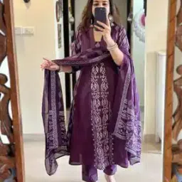 Women Printed Anarkali Kurta Suit Set-23