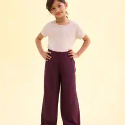 Girls Ribbed Mid-Rise Wide Leg Palazzos-image-73