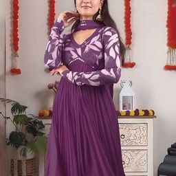 Women Fit and FlareMaxi Gown With Dupatta Set-image-2