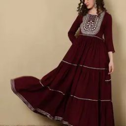 Women Embroidered Flared Kurta-image-56
