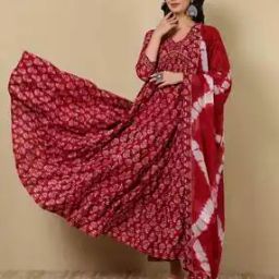 Women Floral Print Flared Kurta Set with Dupatta-image-12