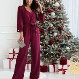 Women Front-Knot V-Neck Jumpsuit-picture-19