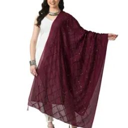 Women Geometric Pattern Dupatta with Tassels-5
