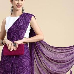 Women Bandhani Print Chiffon Saree with Tassels-image-88