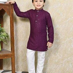 Boys Embroidery Kurta Pyjama Set-image-63