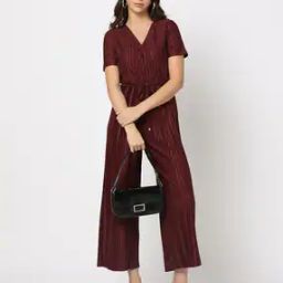Women Pleated Jumpsuit with Waist Tie-Up-image-47