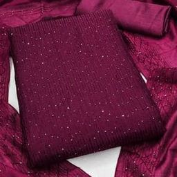 Women Sequinned Unstitched Dress Material-image-1