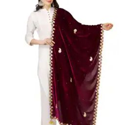 Velvet Dupatta with Lace Applique-15