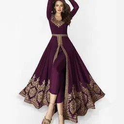 Embellished 3-Piece Semi-Stitched Anarkali Dress Material-picture-11