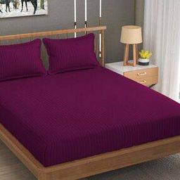180 TC Striped Double Bedsheet with Pillow Covers-picture-14