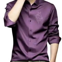 Men Horse Print Regular Fit Satin Shirt-image-8