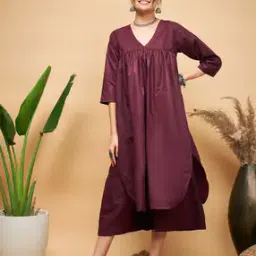 V-Neck Straight Kurta Set-image-79
