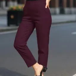 Women Mid-Rise Slim Fit Pleat-Front Pants-image-6